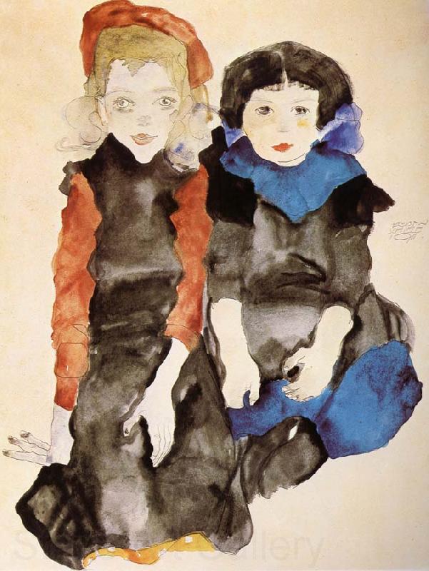 Egon Schiele Two Little Girls Spain oil painting art